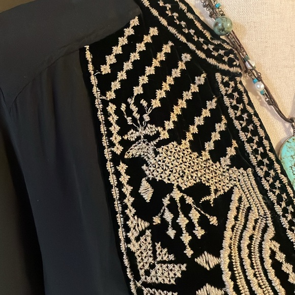 JOHNNY WAS HIMMEL BOHO HENLEY SILK TUNIC DRESS. - Picture 4 of 8